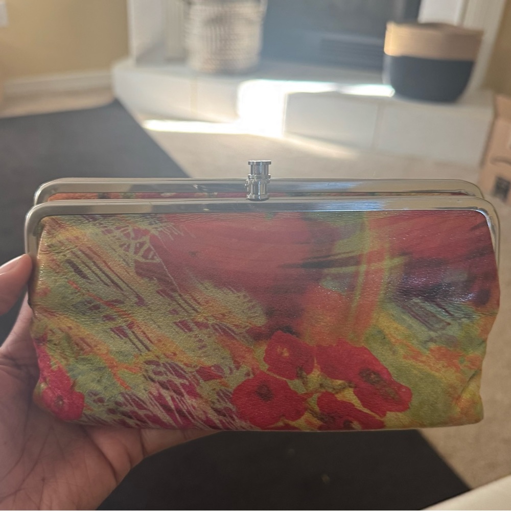 HOBO Red and Yellow Floral Clutch with Metal Frame